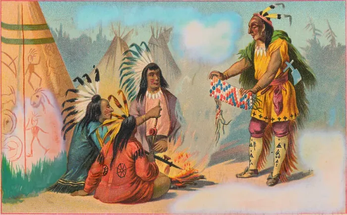 Framed Print : Native Indians Sitting Around Campfire Framed Print : Native Indians Sitting Around Campfire