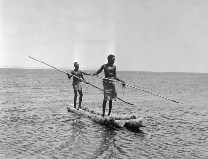 Framed Print : Native Kenyans Fishing from Small Raft Framed Print : Native Kenyans Fishing from Small Raft