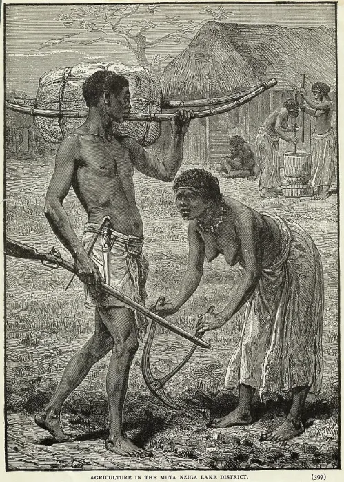 Framed Print : Native Man and Woman in Field
