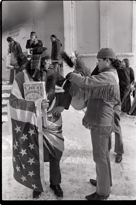 Framed Print : Native Am Protester Wrapped In U.S. Flag Framed Print : Native Am Protester Wrapped In U.S. Flag