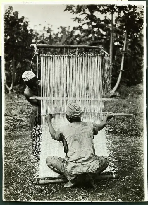 Framed Print : Natives of Boum Tribe Weaving Mats Framed Print : Natives of Boum Tribe Weaving Mats