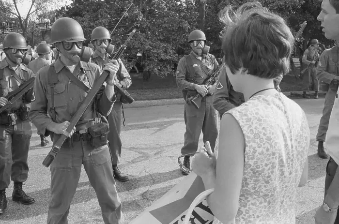 Framed Print : Natl. Guard Meet Protesters With Rifles Framed Print : Natl. Guard Meet Protesters With Rifles