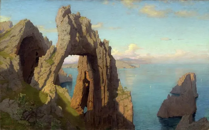 Framed Print : Natural rock arch on Capri, 1880, Italy, Historic, digitally restored reproduction from a 19th century original