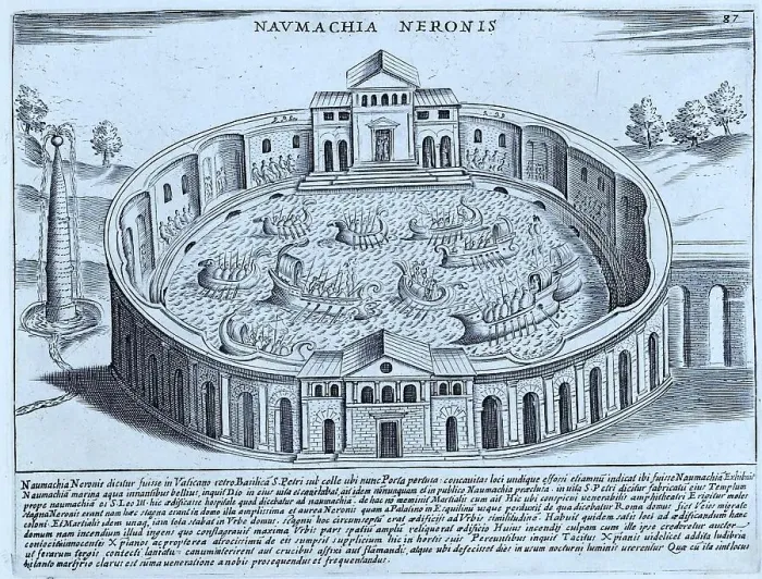 Framed Print : The Naumachia of Nero. A naumachia refers to the depiction of a naval battle among the Romans, but also to the places where such exhibitions took place, historical Rome, Italy, digital reproduction of a 17th century original, original date not known Framed Print : The Naumachia of Nero. A naumachia refers to the depiction of a naval battle among the Romans, but also to the places where such exhibitions took place, historical Rome, Italy, digital reproduction of a 17th century original, original date not known