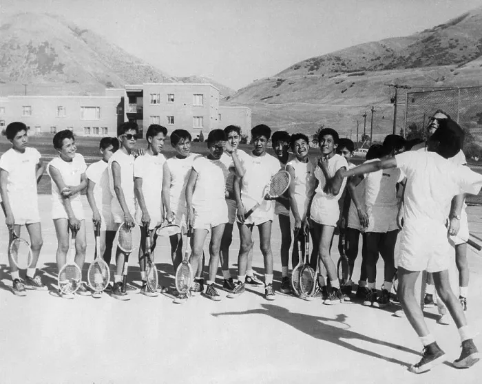 Framed Print : Navajo Boys Learning to Play Tennis Framed Print : Navajo Boys Learning to Play Tennis