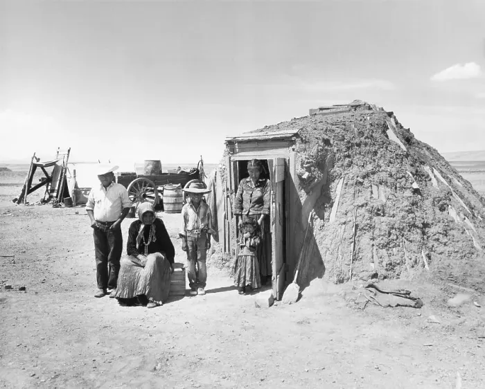 Framed Print : Navajo Family Outside Hogan Framed Print : Navajo Family Outside Hogan