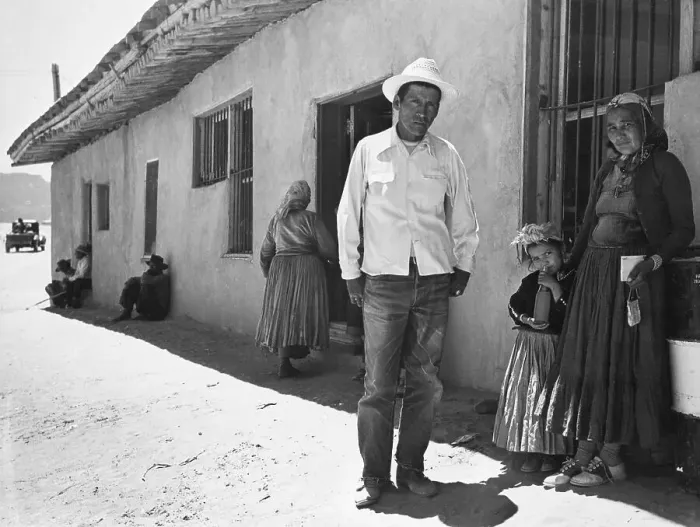 Framed Print : Navajo Family Outside Trading Post Framed Print : Navajo Family Outside Trading Post
