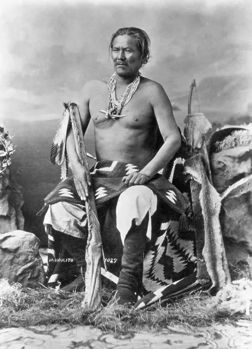 Framed Print : Navajo War Chief Seated with Bow Framed Print : Navajo War Chief Seated with Bow