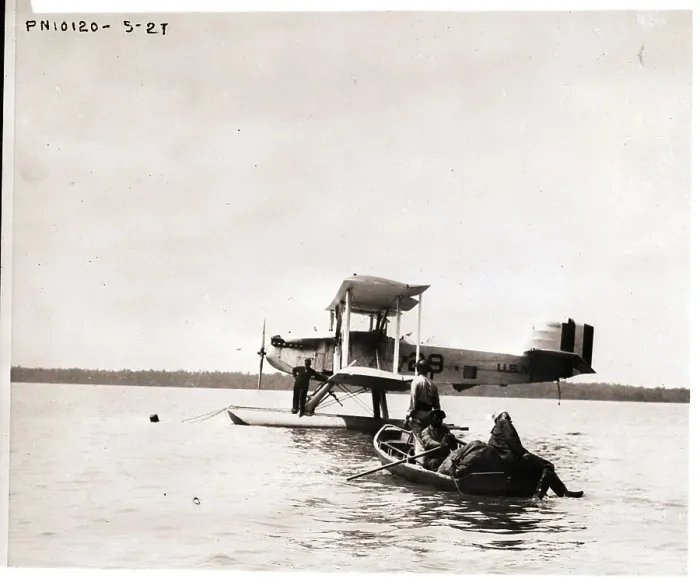 Framed Print : Naval Seaplane Loading Mail and Flood Aid