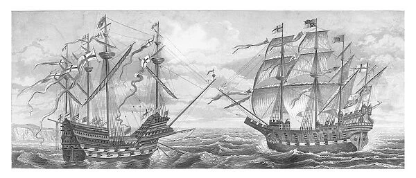 Naval ship Great Harry english warship of Queen Elizabeth I illustration