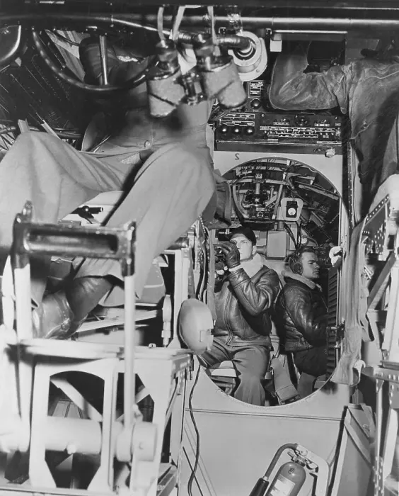 Framed Print : Navy Air Fleet Navigation and Radio Operators at Controls