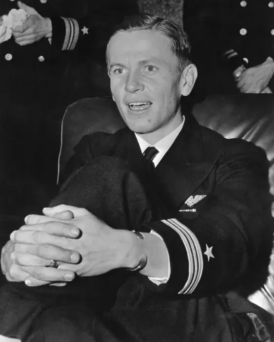 Framed Print : Navy Commander John T. Blackburn Talking with Reporters Framed Print : Navy Commander John T. Blackburn Talking with Reporters