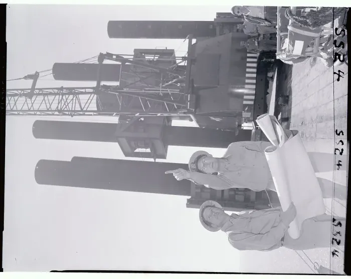 Framed Print : Navy Contractors at Building Site