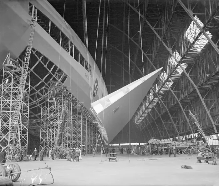 Framed Print : Navy Dirigible Under Construction Framed Print : Navy Dirigible Under Construction