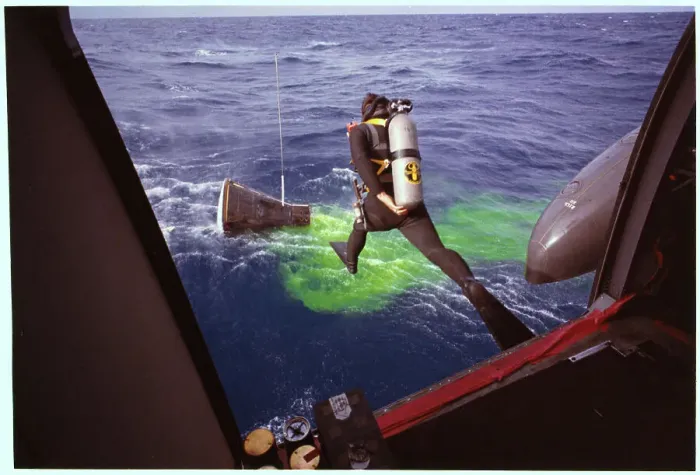 Framed Print : Navy Frogman Leaping Framed Print : Navy Frogman Leaping