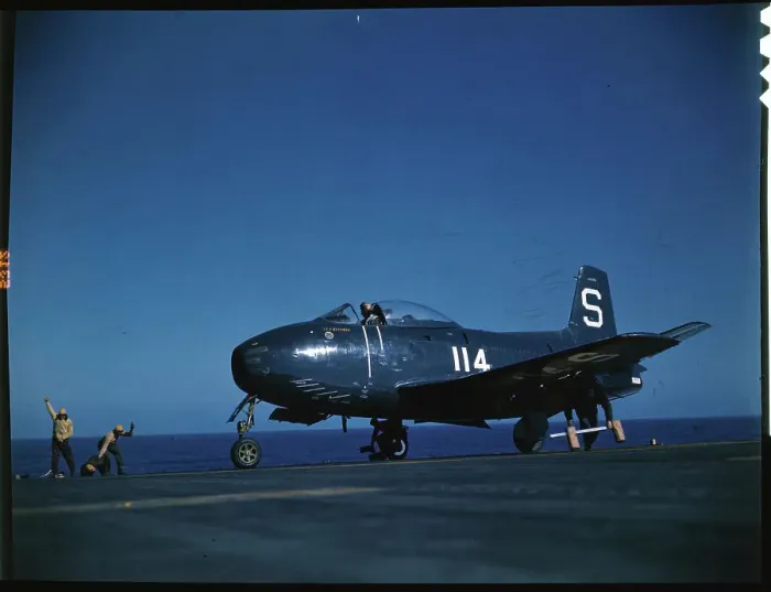 Framed Print : US Navy Jet Fighter After Successful Carrier Landing Framed Print : US Navy Jet Fighter After Successful Carrier Landing