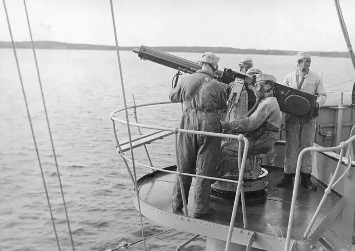 Framed Print : Navy Men at Gun aboard Antiaircraft Framed Print : Navy Men at Gun aboard Antiaircraft