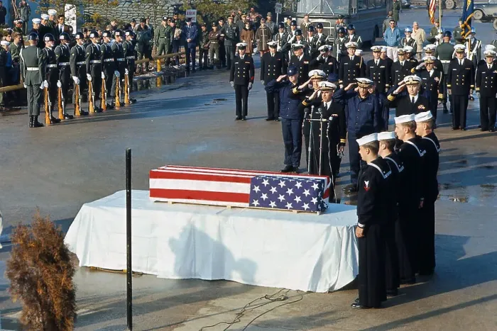 Framed Print : Navy Men Standing Near Flag Covered Casket of Duane Hodges Framed Print : Navy Men Standing Near Flag Covered Casket of Duane Hodges
