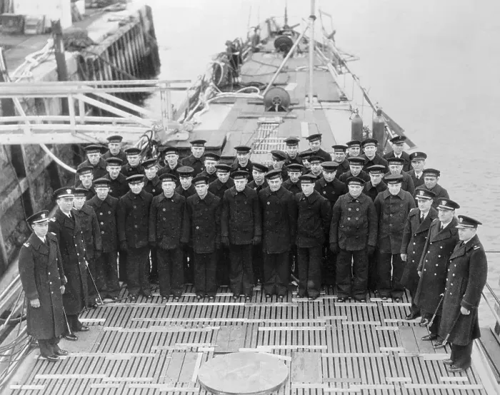 Framed Print : Navy Men Standing on Submarine Framed Print : Navy Men Standing on Submarine