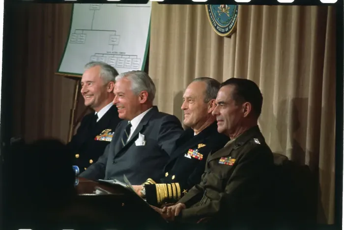 Framed Print : Navy Officials Speaking at Press Conference Framed Print : Navy Officials Speaking at Press Conference