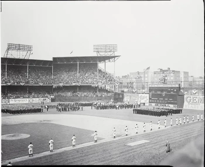 Framed Print : Navy Relief Ceremonies at Ebbets Field Framed Print : Navy Relief Ceremonies at Ebbets Field