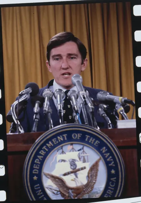Framed Print : Navy Secretary John Lehman Speaking at Podium Framed Print : Navy Secretary John Lehman Speaking at Podium