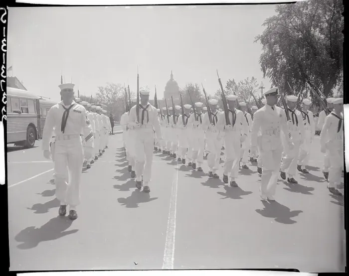 Framed Print : Navy Servicemen Marching in a Parade