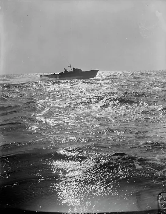 Framed Print : Navy Ship. (Original Caption). A mosquito boat of the US Navy zips across Framed Print : Navy Ship. (Original Caption). A mosquito boat of the US Navy zips across