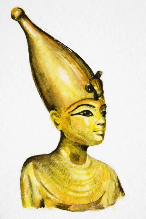 Framed Print : Nebkheperure Tutankhamun, gold bust of Egyptian pharaoh, Eighteenth dynasty (ruled 1333 BC - 1324 BC)