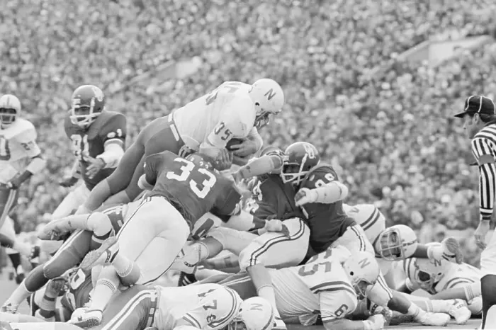 Framed Print : Nebraska's Players in Huddle During Football Game Framed Print : Nebraska's Players in Huddle During Football Game