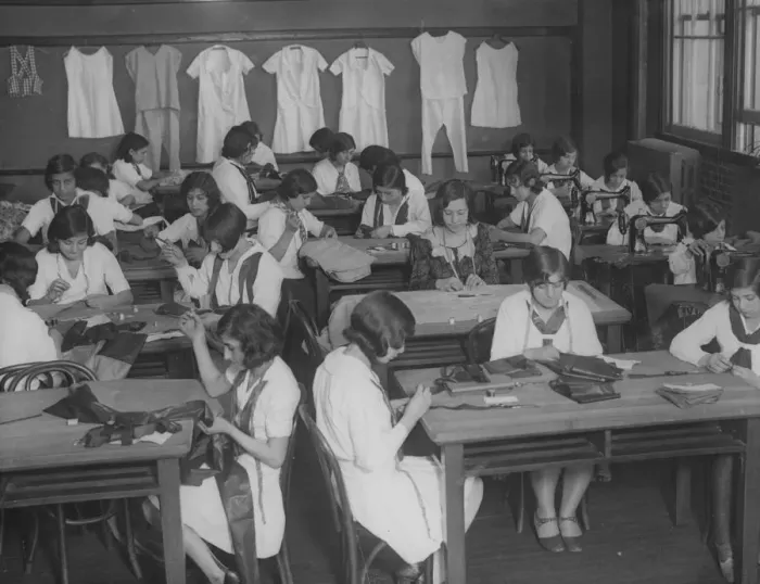 Framed Print : Needlework Class