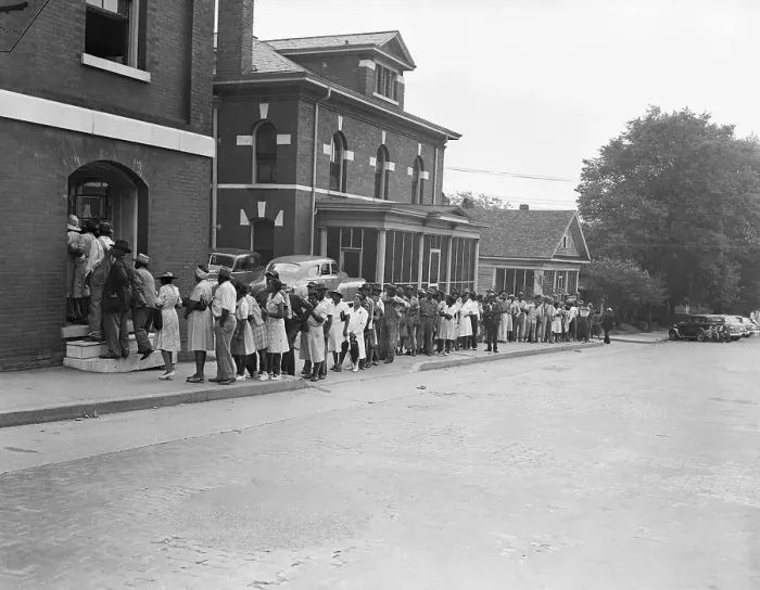 Framed Print : Negro Voters Lined Up To Cast Ballots