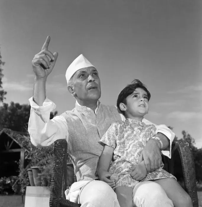 Framed Print : Nehru Tellling Story For Grandson Framed Print : Nehru Tellling Story For Grandson