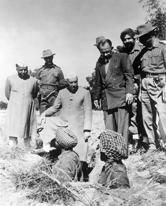 Framed Print : Nehru Visits Troops in Trenches Framed Print : Nehru Visits Troops in Trenches
