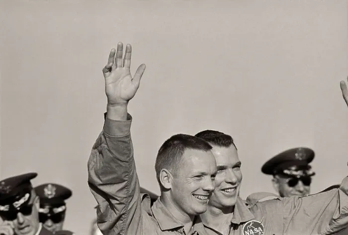 Framed Print : Neil Armstrong and David Scott Waving Framed Print : Neil Armstrong and David Scott Waving