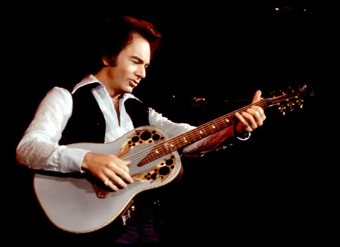 Framed Print : Neil Diamond Playing Acoustic