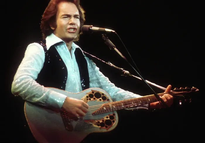 Framed Print : Neil Diamond Playing Acoustic