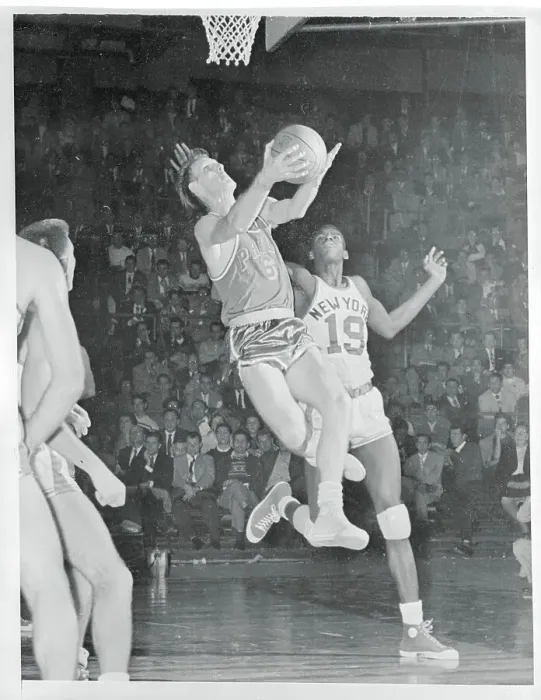 Framed Print : Neil Johnston Trying to Shoot for the Basket