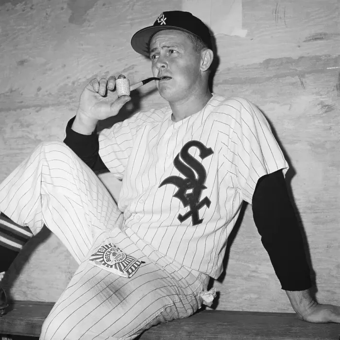Framed Print : Nellie Fox Smoking Corn Pipe In Dugout Framed Print : Nellie Fox Smoking Corn Pipe In Dugout