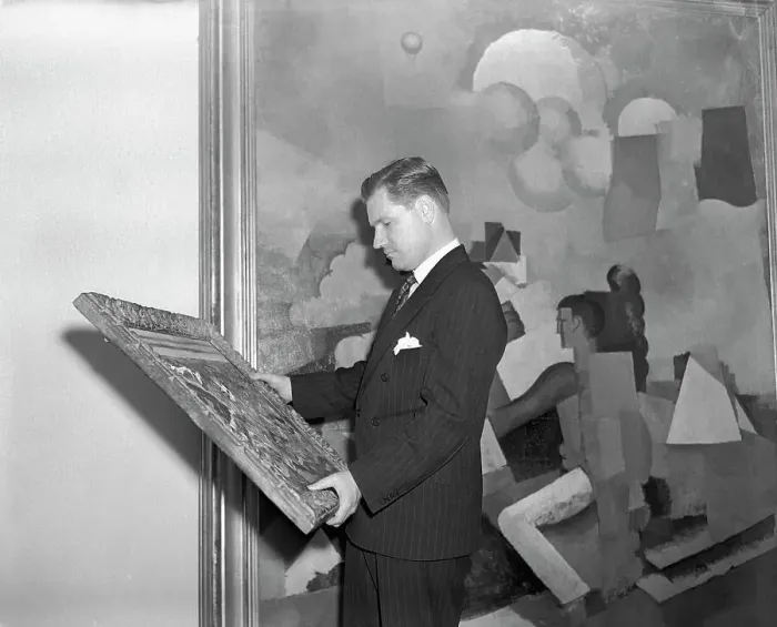 Framed Print : Nelson A. Rockefeller Looking at Painting Framed Print : Nelson A. Rockefeller Looking at Painting