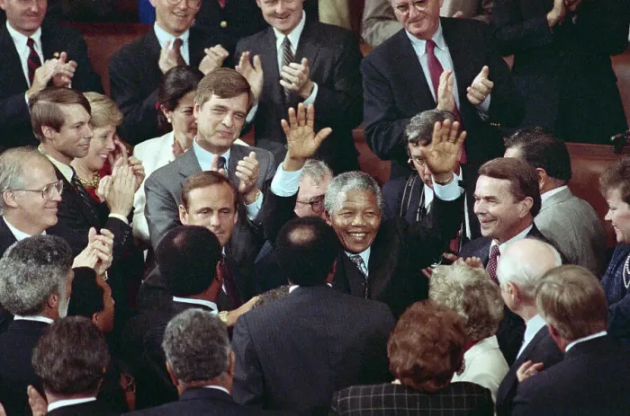 Framed Print : Nelson Mandela Raising His Hands Framed Print : Nelson Mandela Raising His Hands