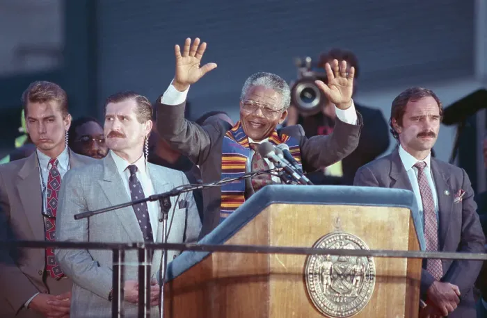Framed Print : Nelson Mandela Waving to People Framed Print : Nelson Mandela Waving to People