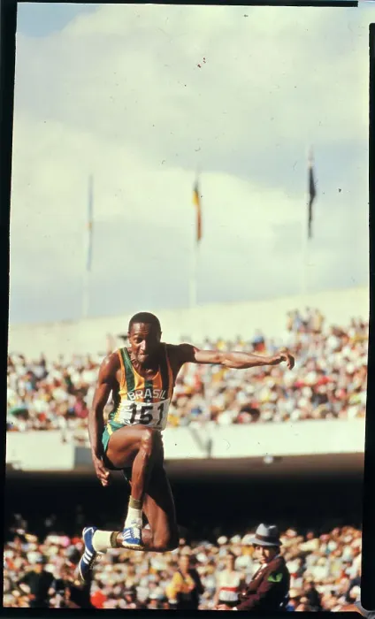 Framed Print : Nelson Prudencio Jumping in Triple Jump Event Framed Print : Nelson Prudencio Jumping in Triple Jump Event