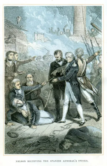 Framed Print : Nelson receiving the spanish admirals sword Framed Print : Nelson receiving the spanish admirals sword