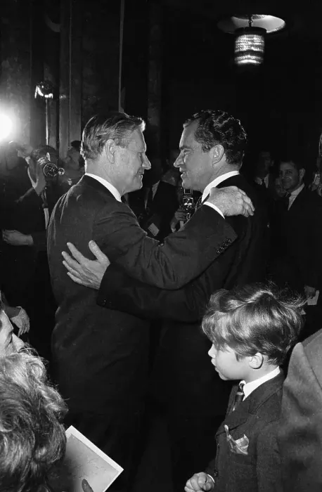 Framed Print : Nelson Rockefeller and Richard Nixon Embracing Framed Print : Nelson Rockefeller and Richard Nixon Embracing