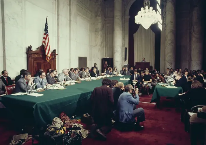 Framed Print : Nelson Rockefeller At Senate Rules Hearing