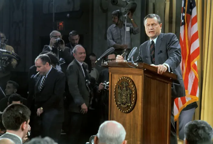 Framed Print : Nelson Rockefeller Speaking at a News Conference Framed Print : Nelson Rockefeller Speaking at a News Conference