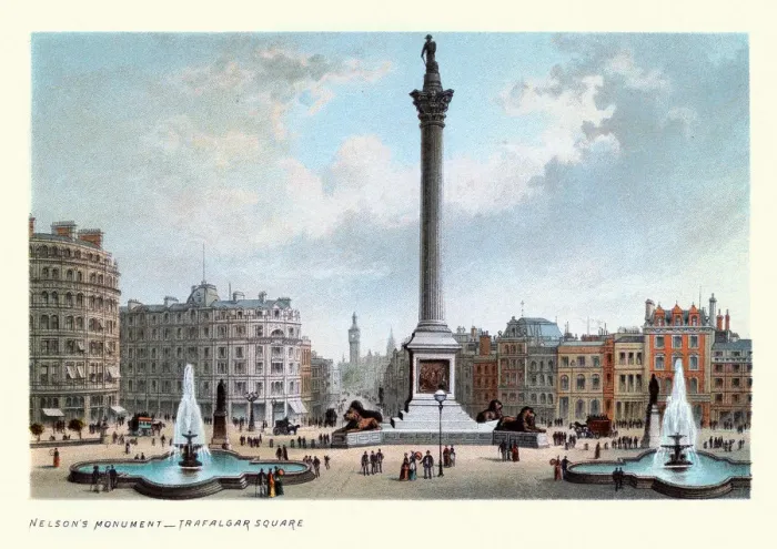 Framed Print : Nelsons Column, Trafalgar Square, Victorian London Landmarks