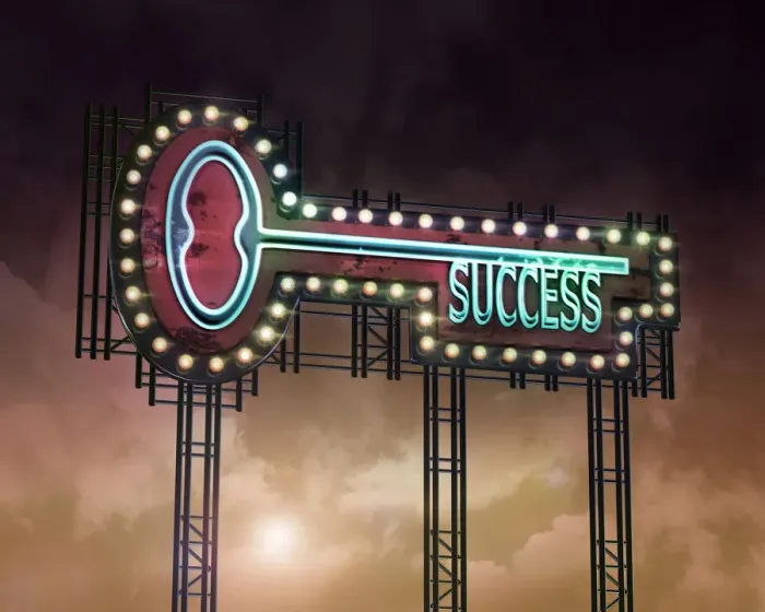 Framed Print : neon key Succcess Framed Print : neon key Succcess