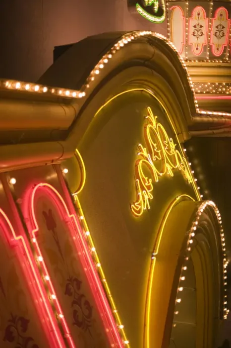 Framed Print : Neon sign above casino entrance